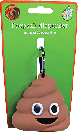 Poepzak dispenser smiley met 20 poepzakjes