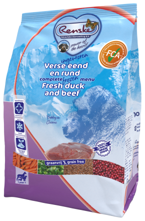 Renske hondenvoer Vers Ingevroren eend & rund 600 gr