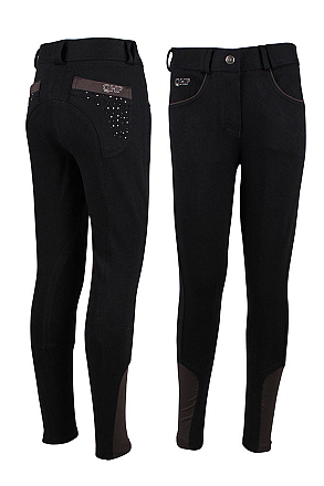 QHP kinderrijbroek Junior Pearl zwart