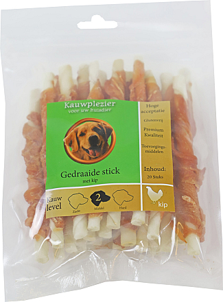 Gedraaide stick met kip 12 cm 20 st