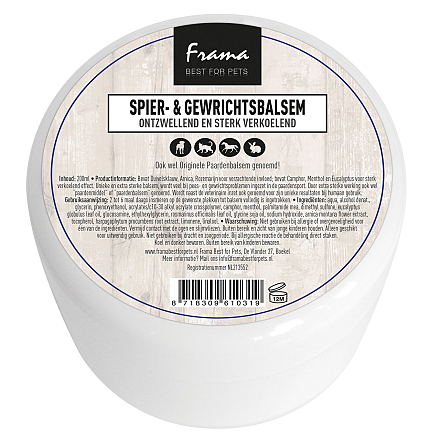 Frama Best For Pets Spier- en Gewrichtsbalsem (Paardenbalsem) 200 ml
