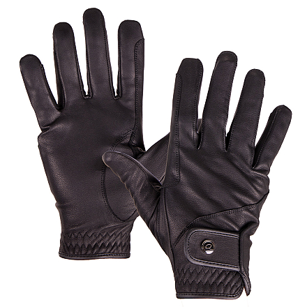 QHP Handschoen Leather Pro Zwart