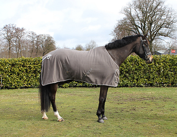 QHP fleecedeken met ornament grijs 