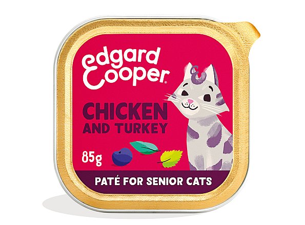 Edgard & Cooper kattenvoer Senior Kip & Kalkoen Paté 85 gr