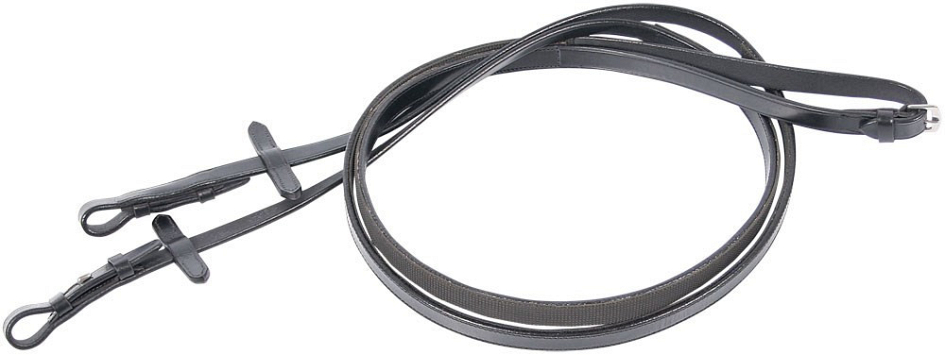 Harry's Horse lederen teugels rubber gevoerd zwart